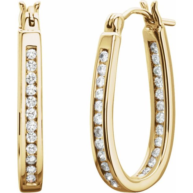 Diamantcreoler i 14 kt gult gull, 0,50 ct totalt, rund sten 1,3 mm, lengde 22,5 mm, tykkelse 2,6 mm (par) fra Smykke24