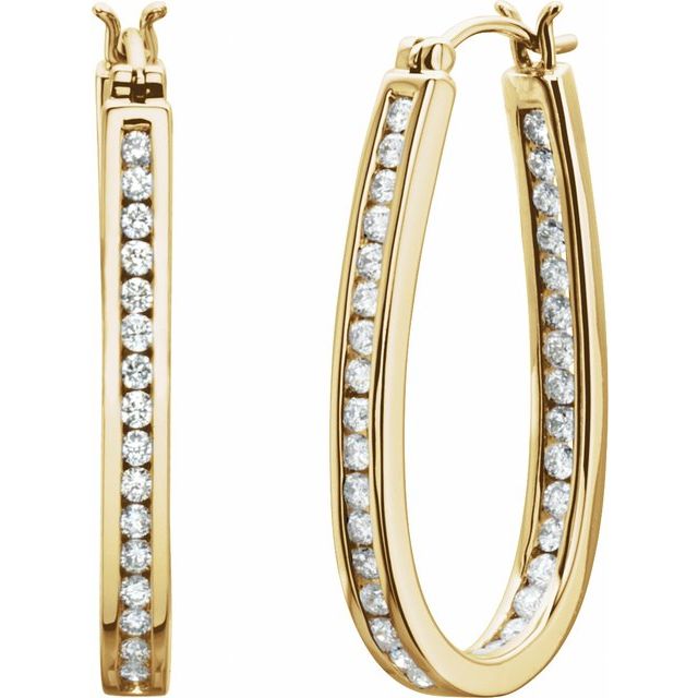 Diamantcreoler i 14 kt gult gull, 1,00 ct totalt, rund sten 1,5 mm, lengde 30 mm, tykkelse 2,5 mm (par) fra Smykke24