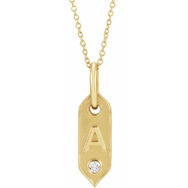 Bokstavhalskjede «A» i 14 kt gult gull med diamant, 0,05 ct, 40,6–45,7 cm fra Smykke24