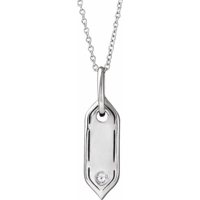 Bokstavhalskjede «A» i 14 kt hvitt gull med diamant, 0,05 ct, 40,6–45,7 cm fra Smykke24