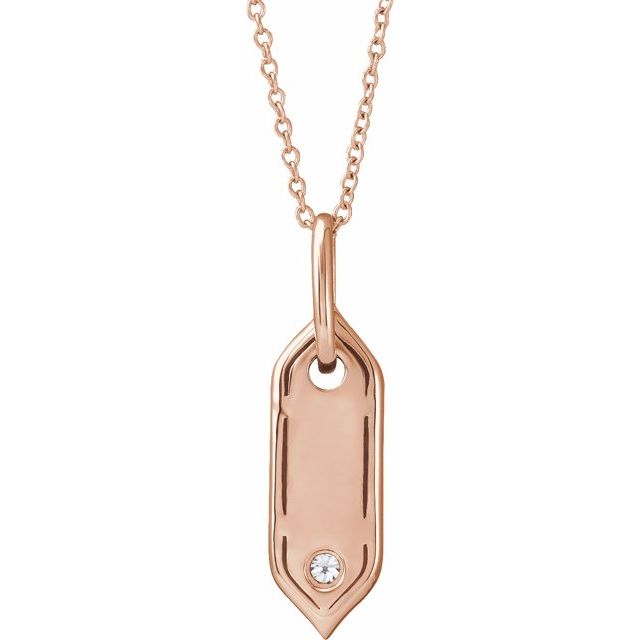 Bokstavhalskjede «B» i 14 kt roségull med diamant, 0,05 ct, 40,6–45,7 cm fra Smykke24