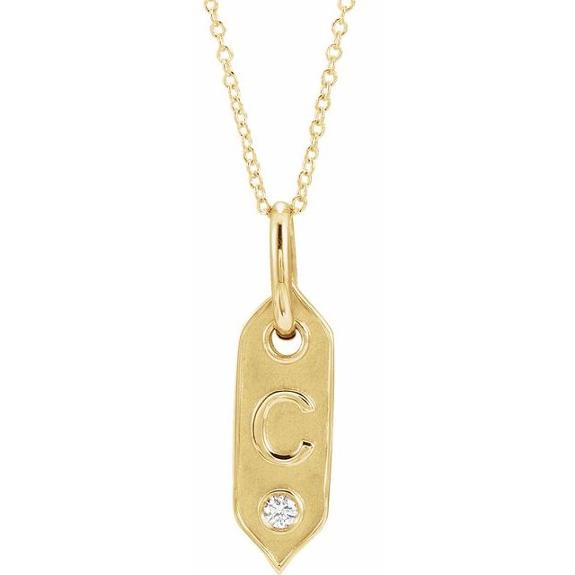 Bokstavhalskjede «C» i 14 kt gult gull med diamant, 0,05 ct, 40,6–45,7 cm fra Smykke24