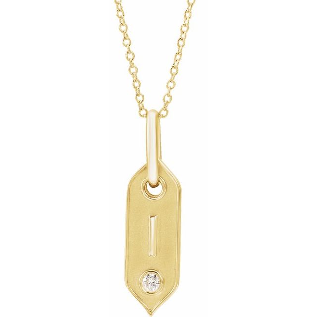 Bokstavhalskjede «I» i 14 kt gult gull med diamant, 0,05 ct, 40,6–45,7 cm fra Smykke24