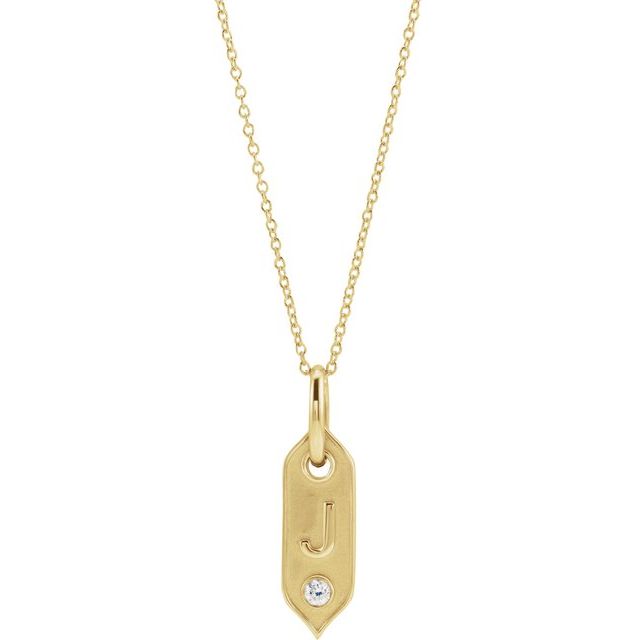 Bokstavhalskjede «J» i 14 kt gult gull med diamant, 0,05 ct, 40,6–45,7 cm fra Smykke24