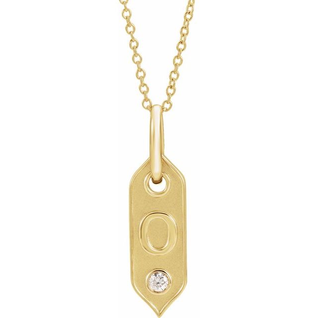 Bokstavhalskjede «O» i 14 kt gult gull med diamant, 0,05 ct, 40,6–45,7 cm fra Smykke24
