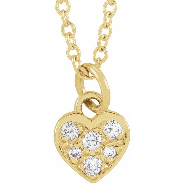 Diamanthalskjede i 14 kt gult gull, 0,06 ct totalt, rund sten, 40,6–45,7 cm fra Smykke24