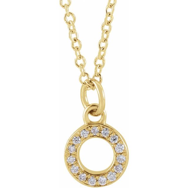 Lite bokstavhalskjede «O» i 14 kt gult gull med diamant, 0,05 ct totalt, 40,6–45,7 cm fra Smykke24