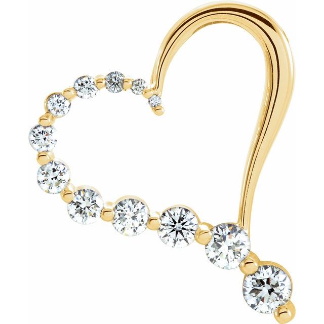 Hjerteanheng i 14 kt gult gull med diamant, 1,00 ct totalt, 24 × 21,8 mm fra Smykke24