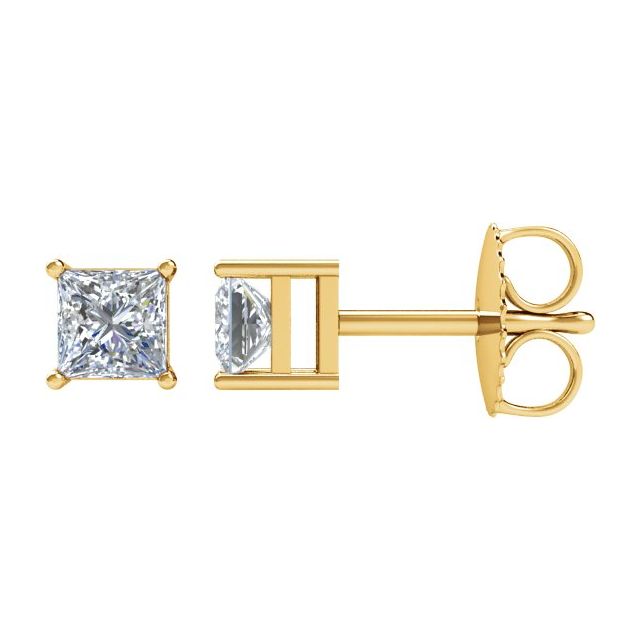 Diamantøredobber i 14 kt gult gull, 2 ct totalt, firkantet sten 5,5 × 5,5 mm (par) fra Smykke24