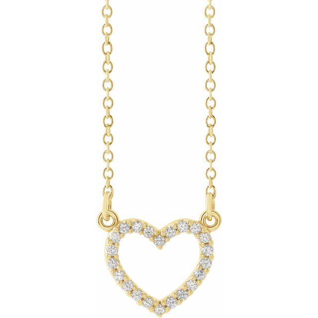 Diamanthalskjede i 14 kt gult gull, 0,08 ct totalt, anheng 9,7 × 8,5 mm, 40,6 cm fra Smykke24