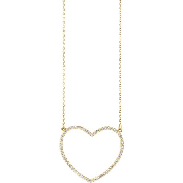 Diamanthalskjede i 14 kt gult gull, 0,375 ct totalt, anheng 28,2 × 25 mm, 40,6 cm fra Smykke24