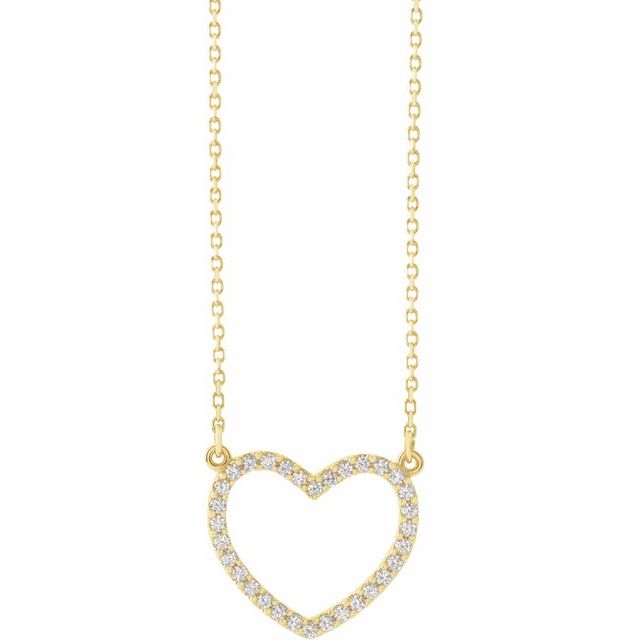 Diamanthalskjede i 14 kt gult gull, 0,20 ct totalt, anheng 16,5 × 14,4 mm, 40,6 cm fra Smykke24