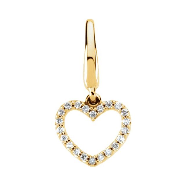 Hjerteanheng i 14 kt gult gull med diamant, 0,08 ct totalt fra Smykke24