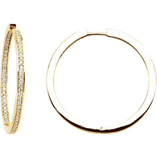 Diamantcreoler i 14 kt gult gull, 0,625 ct totalt, rund sten 1 mm, lengde 33,8 mm, tykkelse 2,7 mm (par) fra Smykke24