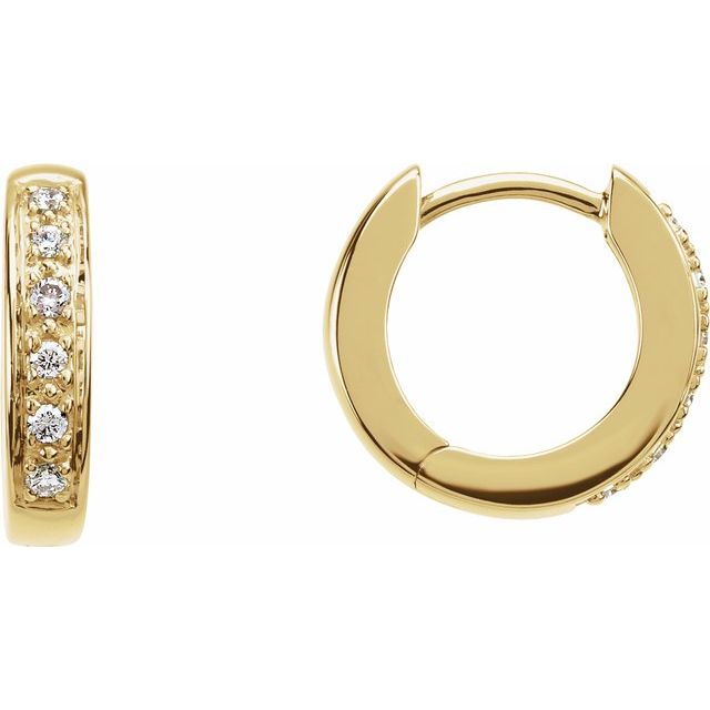Diamantcreoler i 14 kt gult gull, 0,10 ct totalt, rund sten 1,2 mm, lengde 12,4 mm, tykkelse 2,4 mm (par) fra Smykke24