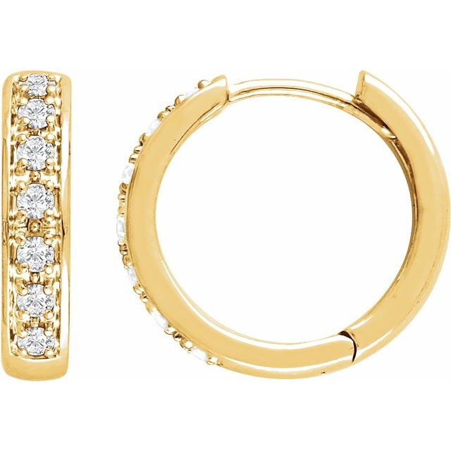 Diamantcreoler i 14 kt gult gull, 0,33 ct totalt, rund sten 1,75 mm, lengde 15,8 mm, tykkelse 3,5 mm (par) fra Smykke24