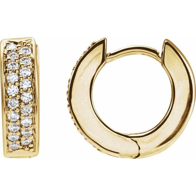 Diamantcreoler i 14 kt gult gull, 0,33 ct totalt, rund sten 1,2 mm, lengde 13,4 mm, tykkelse 3,9 mm (par) fra Smykke24