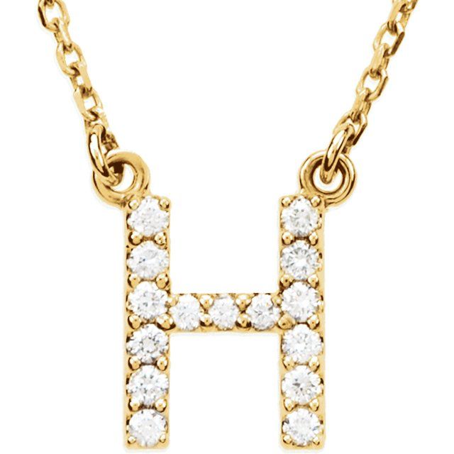 Bokstavhalskjede «H» i 14 kt gult gull med diamant, 0,125 ct totalt, 40,6 cm fra Smykke24