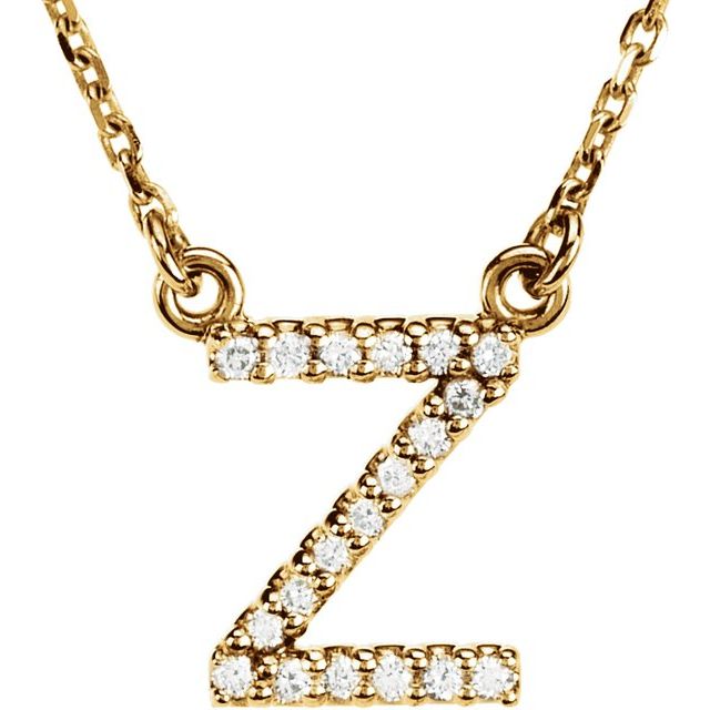 Bokstavhalskjede «Z» i 14 kt gult gull med diamant, 0,08 ct totalt, 40,6 cm fra Smykke24