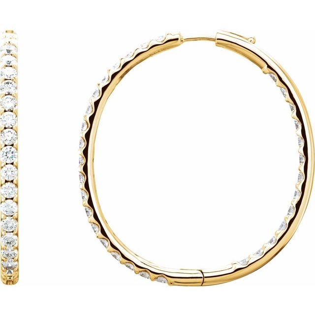 Diamantcreoler i 14 kt gult gull, 5,125 ct totalt, rund sten 2,8 mm, lengde 42,8 mm, tykkelse 3 mm (par) fra Smykke24