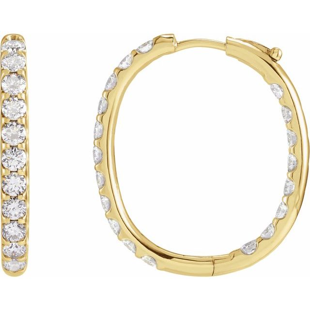 Diamantcreoler i 14 kt gult gull, 3 ct totalt, rund sten 2,8 mm, lengde 28,3 mm, tykkelse 2,8 mm (par) fra Smykke24