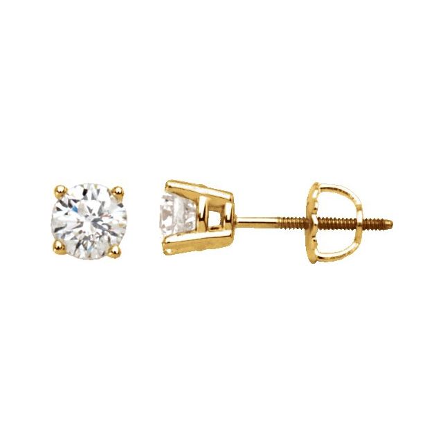 Diamantøredobber i 14 kt gult gull, 1,00 ct totalt, rund sten 5 mm (par) fra Smykke24