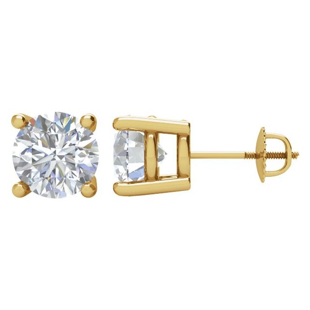 Diamantøredobber i 14 kt gult gull, 2 ct totalt, rund sten 6,3 mm (par) fra Smykke24