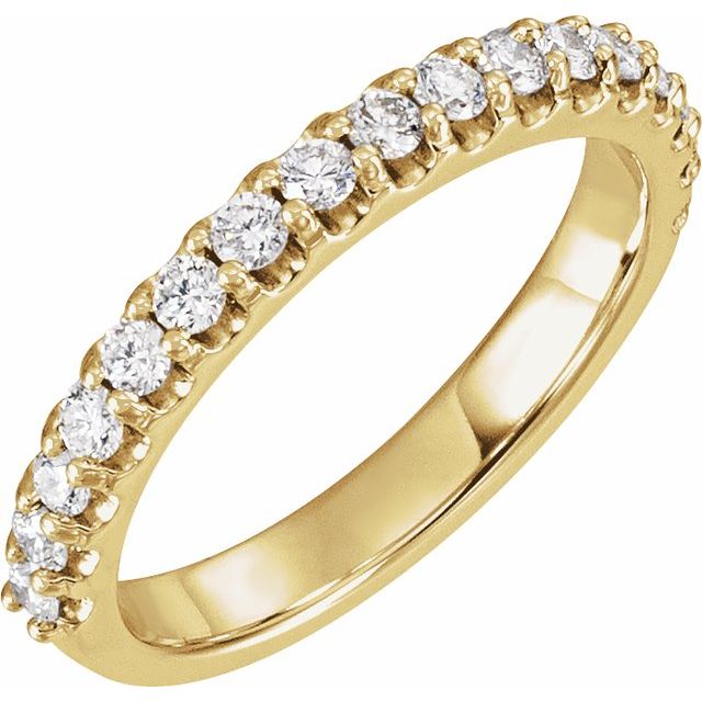Forlovelsesring i gull eller platina – modell 121740 – 14 kt gult gull – Naturlige diamanter – Rund 2 mm · 0,5 ct totalt · 17 steiner