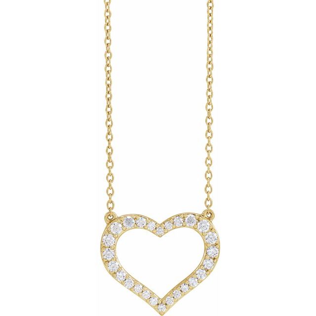 Halskjede i 14 kt gult gull med laboratoriedyrket diamant, 0,375 ct totalt, anheng 15,4 × 18 mm, 40,6–45,7 cm fra Smykke24