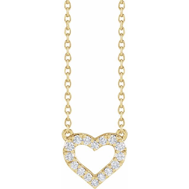 Halskjede i 14 kt gult gull med laboratoriedyrket diamant, 0,20 ct totalt, anheng 10 × 9 mm, 40,6–45,7 cm fra Smykke24