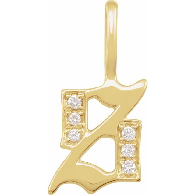Gotisk bokstavanheng «S» i 14 kt gult gull med diamant, 0,045 ct totalt fra Smykke24