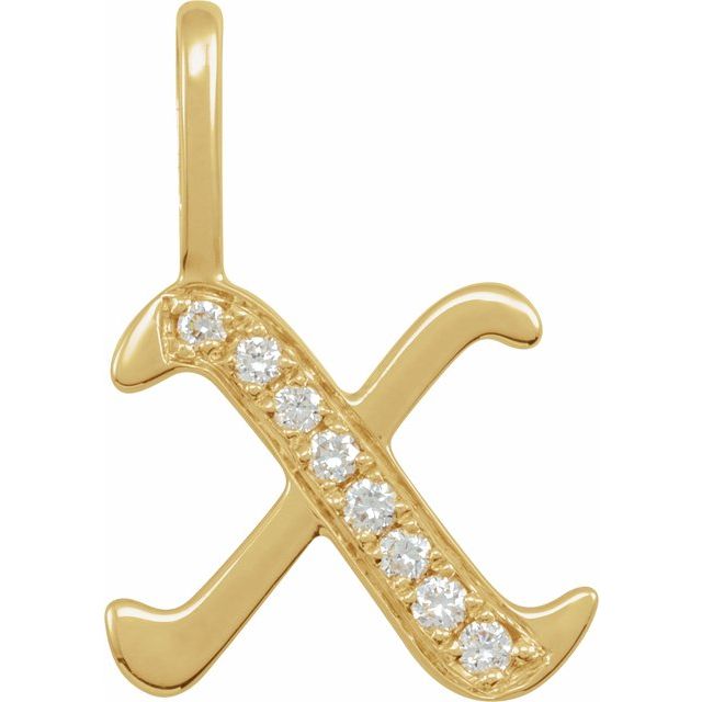 Gotisk bokstavanheng «X» i 14 kt gult gull med diamant, 0,08 ct totalt fra Smykke24