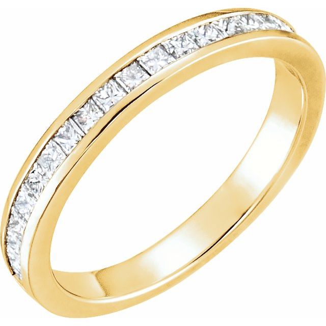 Diamantring i gull eller platina – modell 121865 – 14 kt gult gull – Naturlige diamanter – Firkantet 1,5 × 1,5 mm · 0,5 ct totalt · 24 steiner