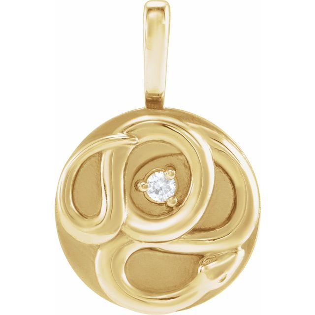 Kinesisk stjernetegnanheng Slangen i 14 kt gult gull med diamant, 0,015 ct fra Smykke24