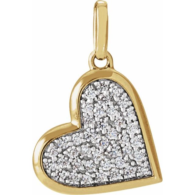 Hjerteanheng i 14 kt gult gull med diamant, 0,25 ct totalt, rund sten 1,3 mm fra Smykke24