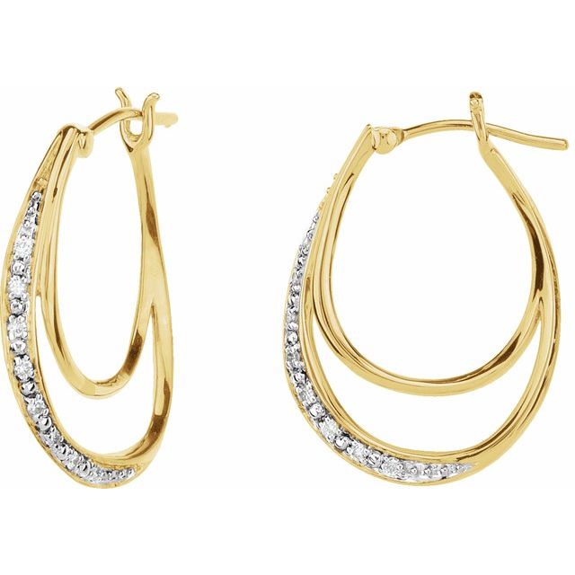 Diamantcreoler i 14 kt gult gull, 0,10 ct totalt (par) fra Smykke24