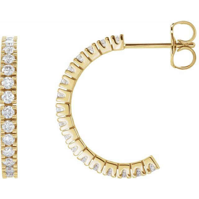 Diamantcreoler i 14 kt gult gull, 0,50 ct totalt, rund sten 1,7 mm, lengde 17,6 mm, tykkelse 1,7 mm (par) fra Smykke24
