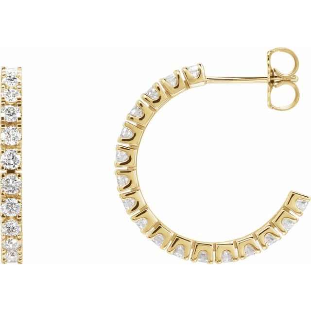 Creoler i 14 kt gult gull med laboratoriedyrket diamant, 1,00 ct totalt, rund sten 2,4 mm, lengde 20,5 mm, tykkelse 2,2 mm (par) fra Smykke24