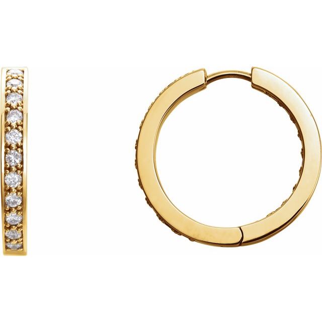 Diamantcreoler i 14 kt gult gull, 0,75 ct totalt, rund sten 1,8 mm, lengde 18 mm, tykkelse 3,07 mm (par) fra Smykke24