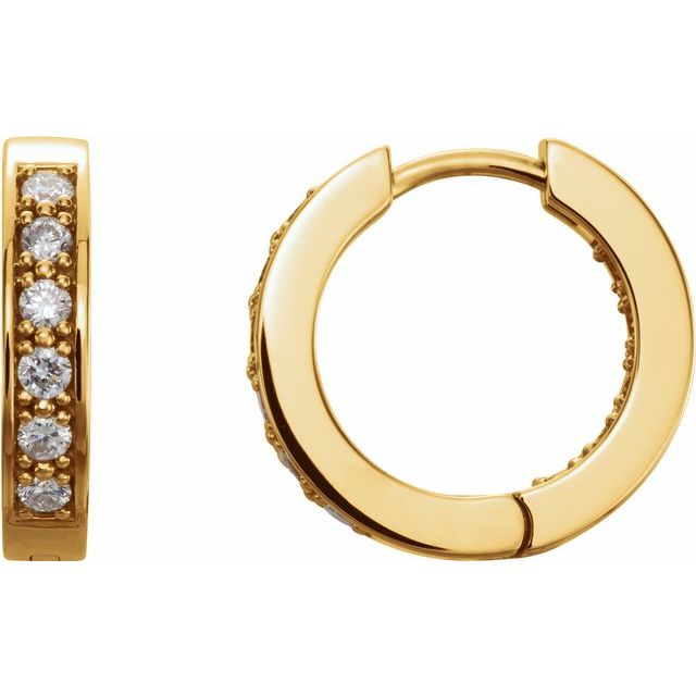 Diamantcreoler i 14 kt gult gull, 0,50 ct totalt, rund sten 1,8 mm, lengde 15 mm, tykkelse 3 mm (par) fra Smykke24