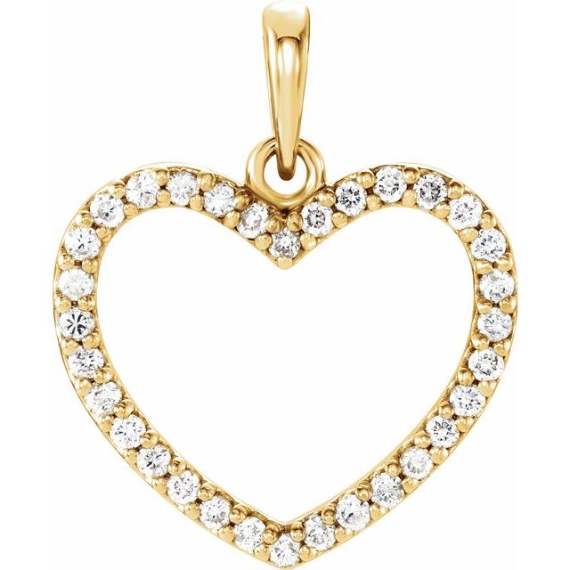 Hjerteanheng i 14 kt gult gull med diamant, 0,20 ct totalt, 19,6 × 15,9 mm fra Smykke24