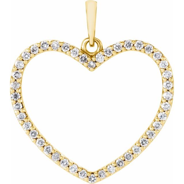 Hjerteanheng i 14 kt gult gull med diamant, 0,33 ct totalt, 23,75 × 21,2 mm fra Smykke24