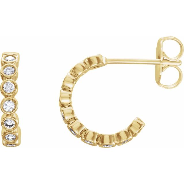 Diamantcreoler i 14 kt gult gull, 0,33 ct totalt, rund sten 1,5 mm, lengde 11,1 mm, tykkelse 2,2 mm (par) fra Smykke24