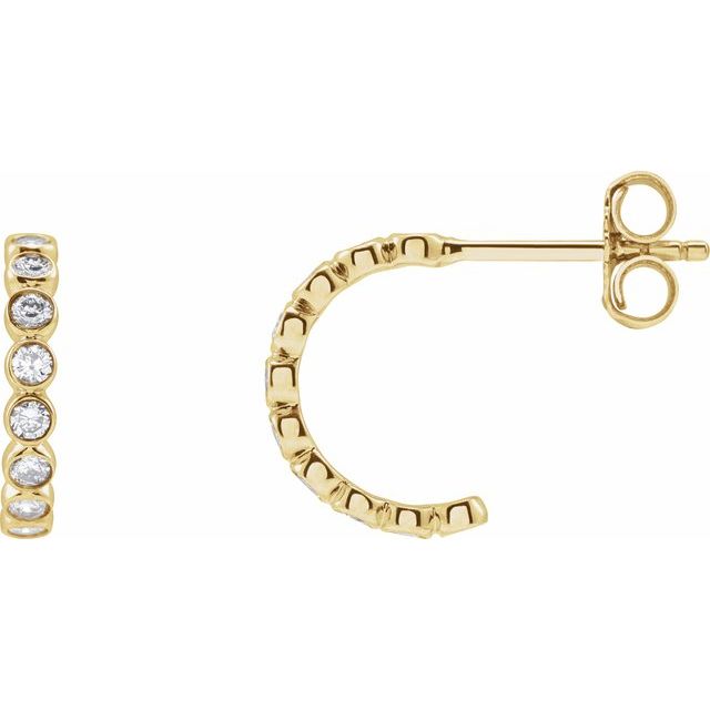Creoler i 14 kt gult gull med laboratoriedyrket diamant, 0,33 ct totalt, rund sten 1,5 mm, lengde 11,1 mm, tykkelse 2,2 mm (par) fra Smykke24