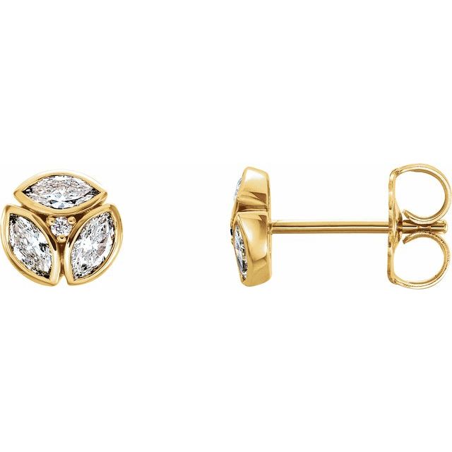 Diamantøredobber i 14 kt gult gull, 0,50 ct totalt, navetteformet sten 4 × 2 mm (par) fra Smykke24