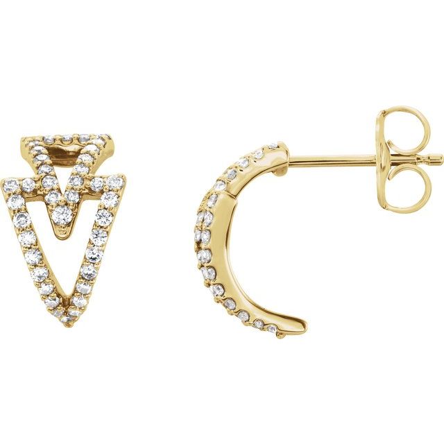 Diamantcreoler i 14 kt gult gull, 0,25 ct totalt, rund sten (par) fra Smykke24