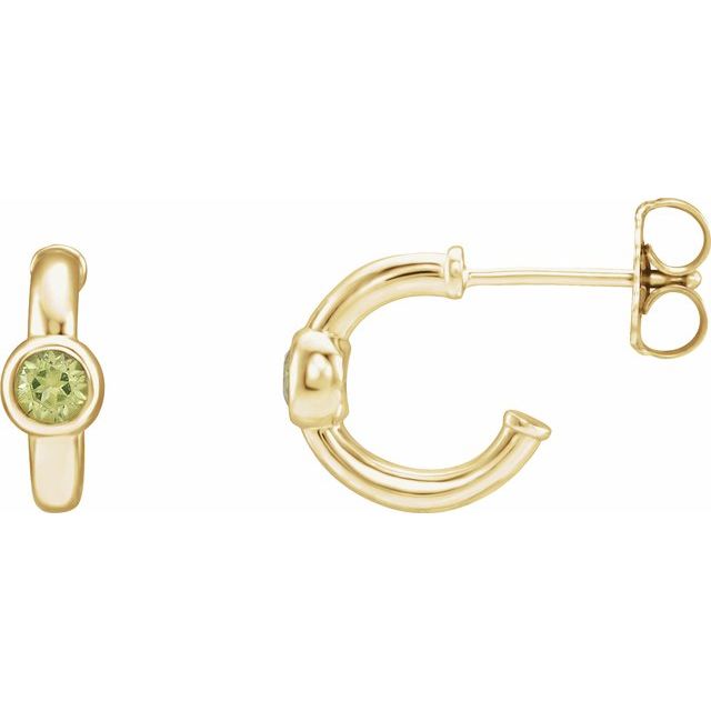 Creoler i 14 kt gult gull med peridot, rund sten 3 mm (par) fra Smykke24