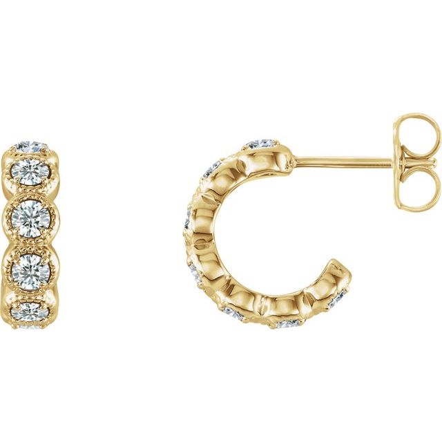 Diamantcreoler i 14 kt gult gull, 0,875 ct totalt, rund sten 2,5 mm (par) fra Smykke24