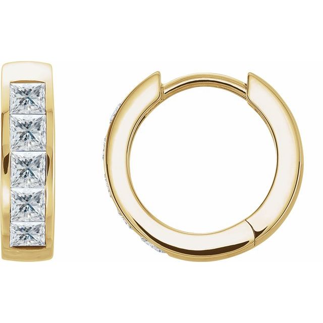 Diamantcreoler i 14 kt gult gull, 10 ct totalt, firkantet sten 2,5 × 2,5 mm (par) fra Smykke24