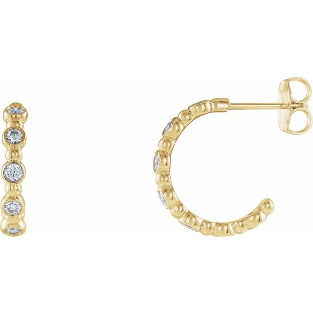 Diamantcreoler i 14 kt gult gull, 0,375 ct totalt, rund sten 2 mm (par) fra Smykke24